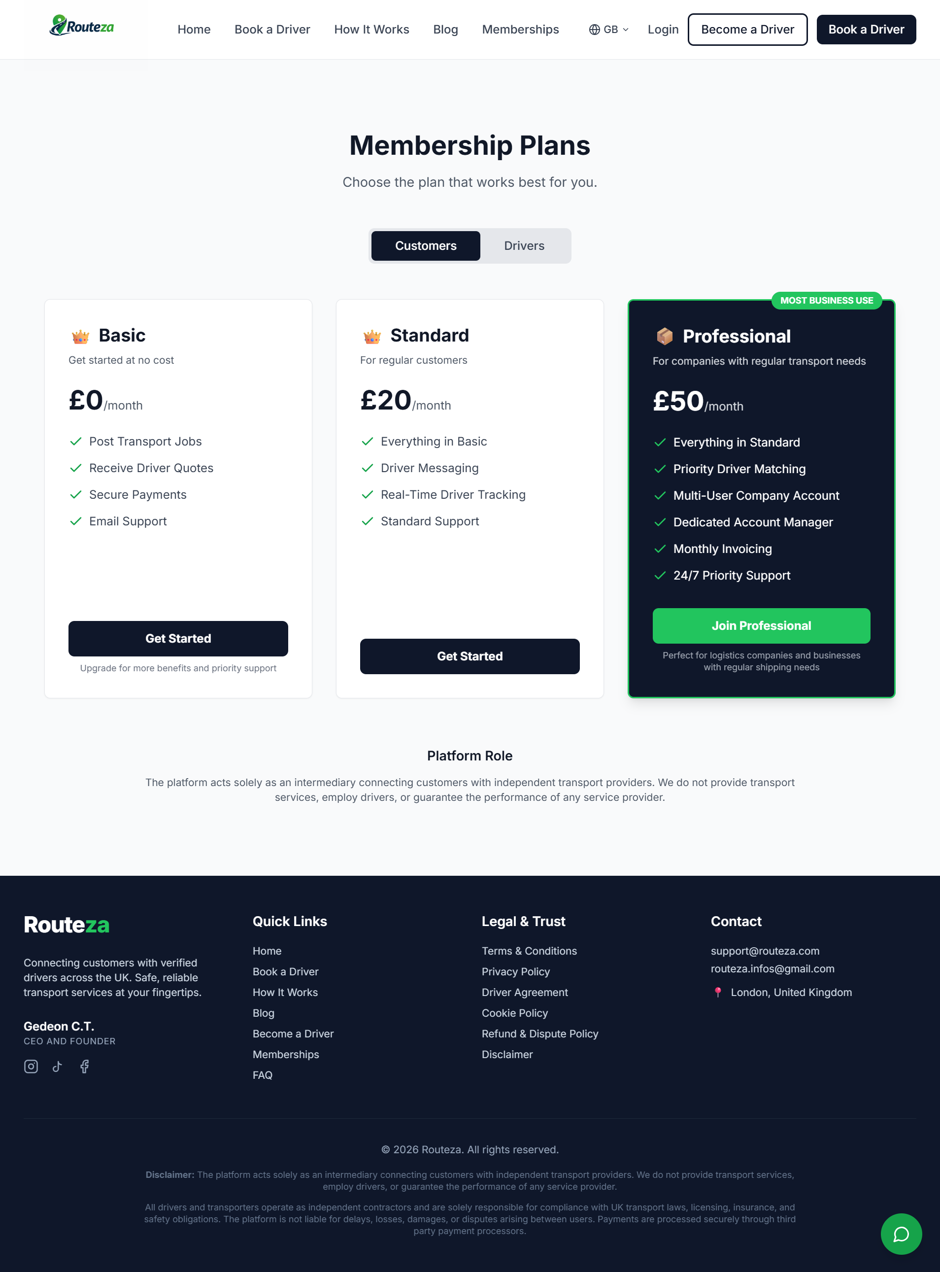 Routeza Memberships